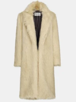 Women Source Unknown Clothing-Wallis Fur Oversized Grandpa Coat, Tuscan Cream
