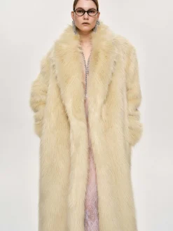 Women Source Unknown Clothing-Wallis Fur Oversized Grandpa Coat, Tuscan Cream