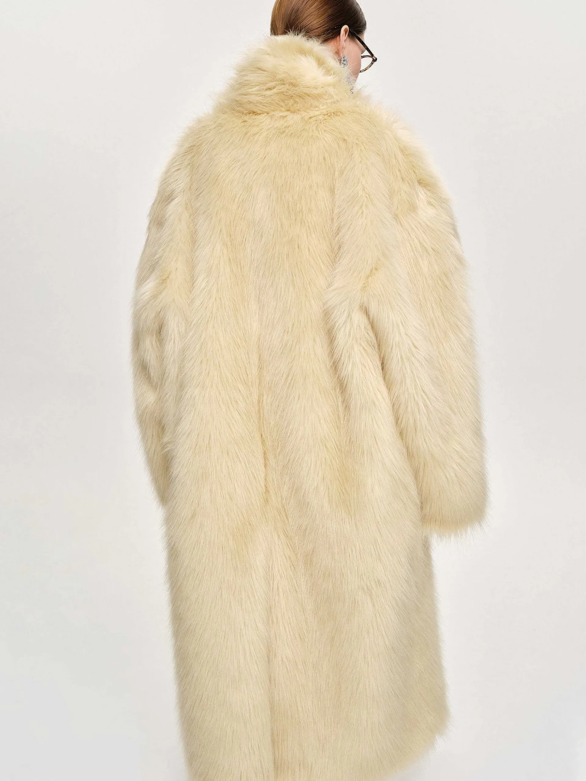 Women Source Unknown Clothing-Wallis Fur Oversized Grandpa Coat, Tuscan Cream