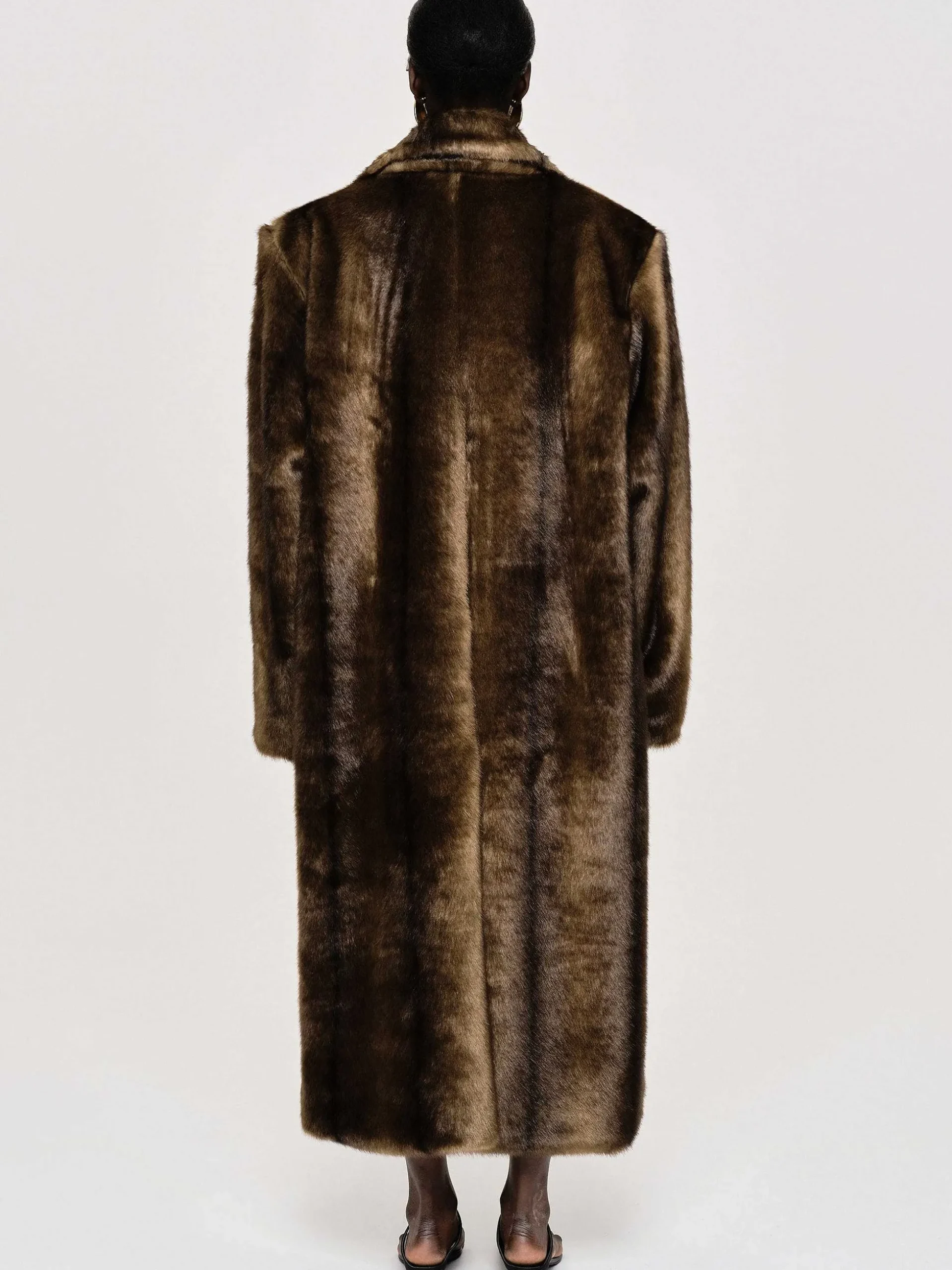 Women Source Unknown Clothing-Wallis Fur Oversized Grandpa Coat, Espresso