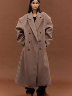 Women Source Unknown Clothing-Wallis Oversized Grandpa Coat, Latte