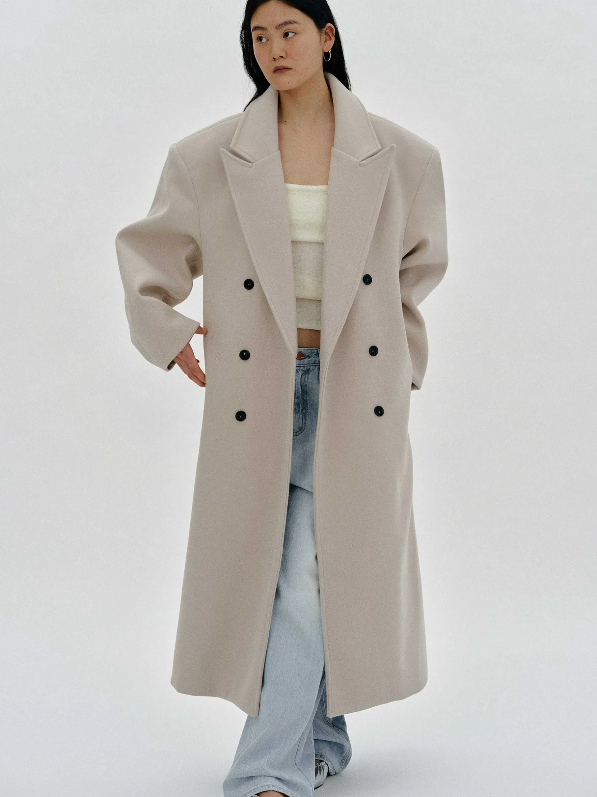 Women Source Unknown Outerwear-Wallis Oversized Grandpa Coat, Beige