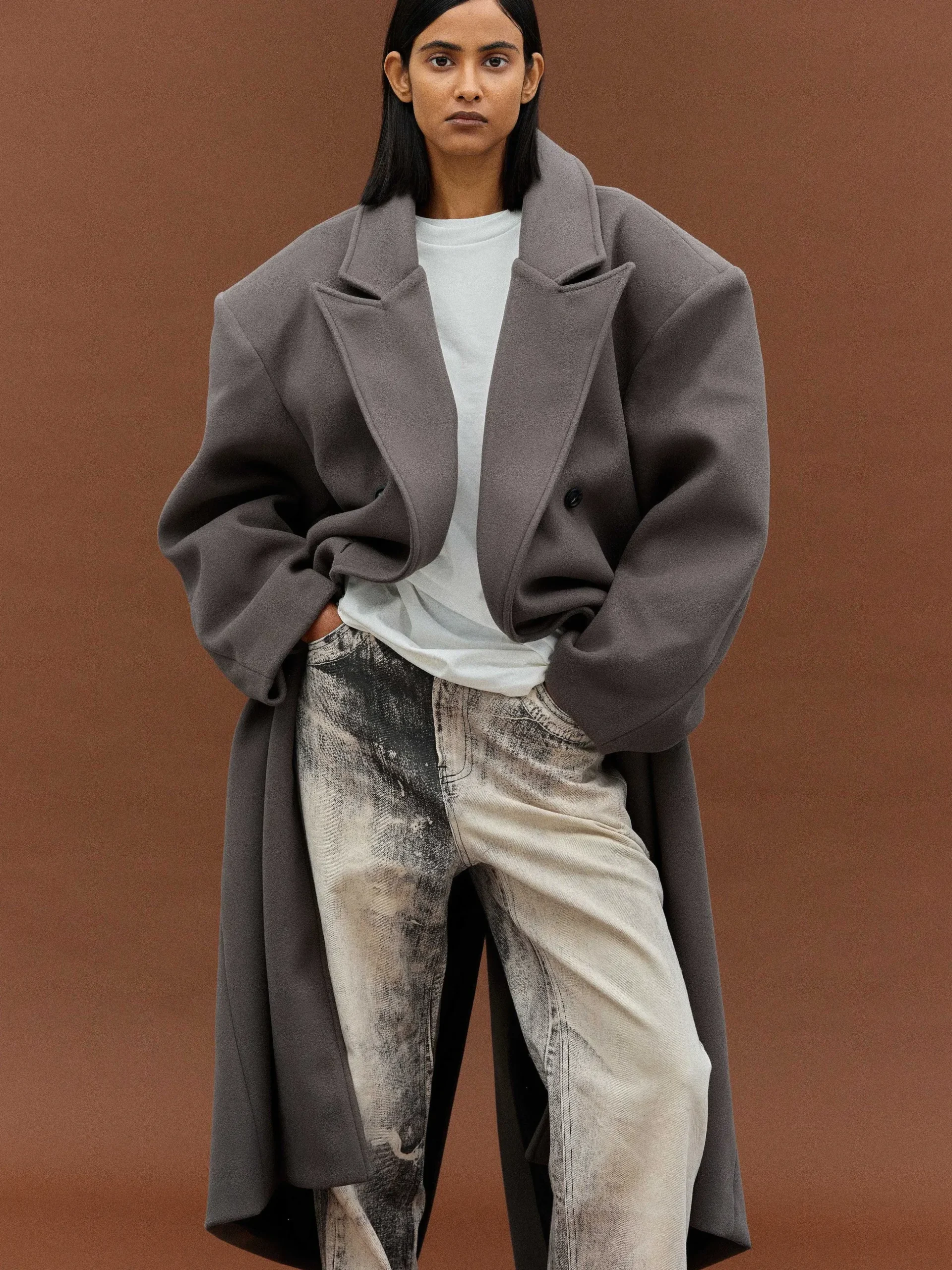 Women Source Unknown Outerwear-Wallis Oversized Grandpa Coat, Grey