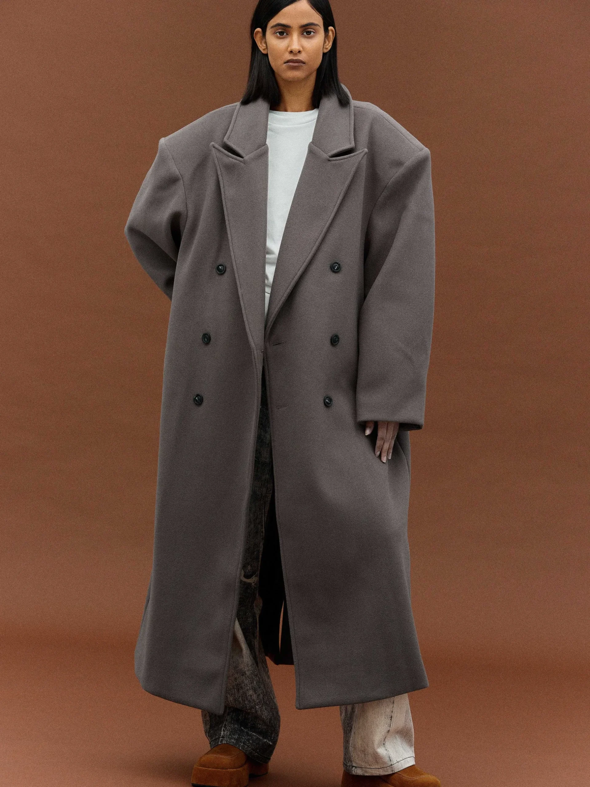 Women Source Unknown Clothing-Wallis Oversized Grandpa Coat, Grey