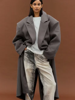 Women Source Unknown Clothing-Wallis Oversized Grandpa Coat, Grey