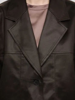 Women Source Unknown Clothing-Washed Faux Leather Jacket, American Bronze