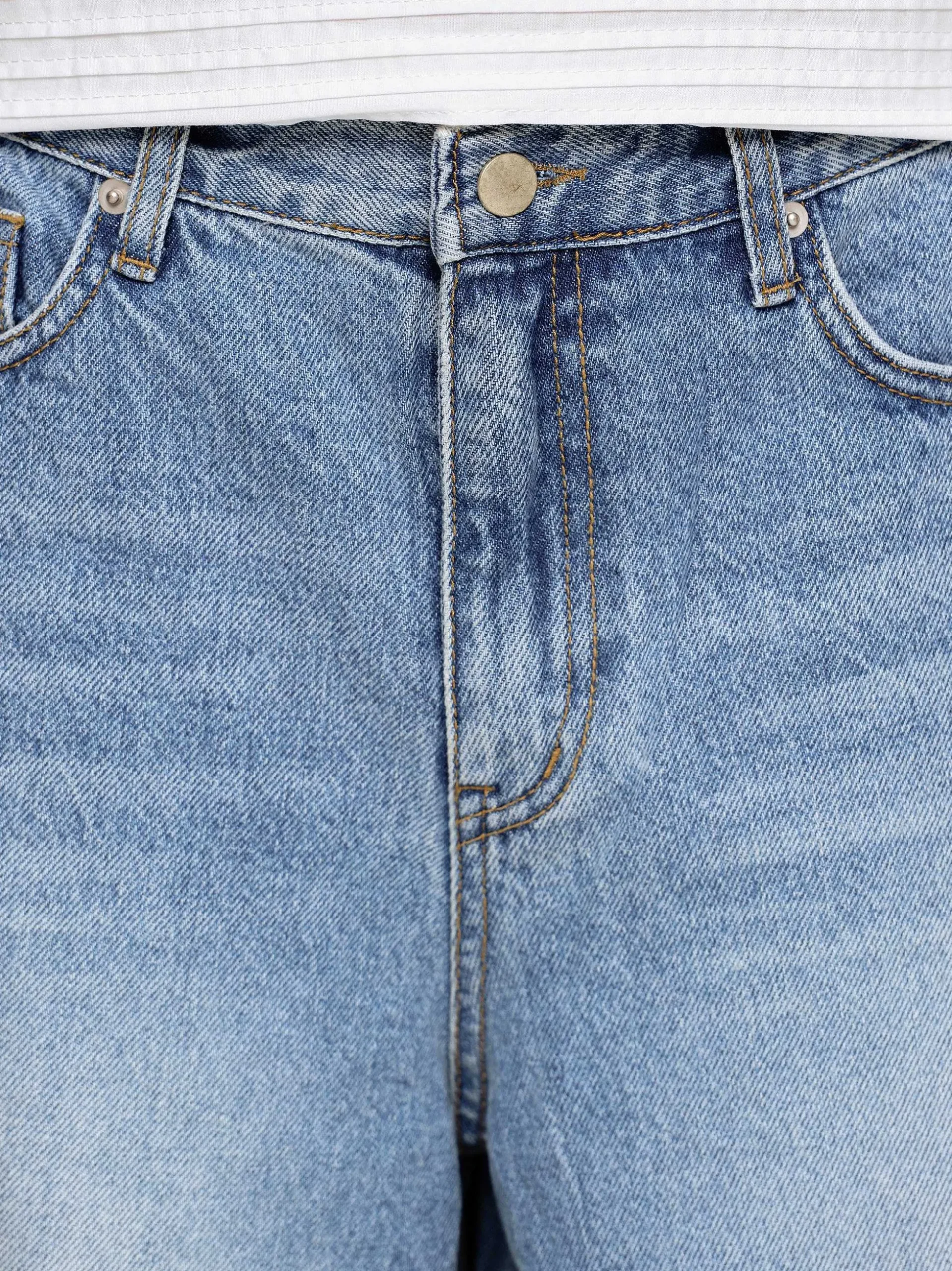 Women Source Unknown Clothing-Wide Cropped Jeans, Medium Blue