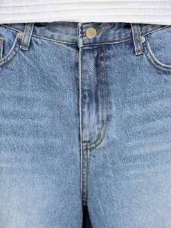 Women Source Unknown Denim-Wide Cropped Jeans, Medium Blue
