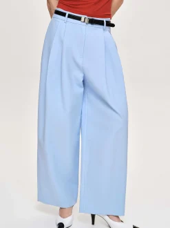 Women Source Unknown Bottoms-Wide-Leg Pintuck Trousers, Ice Blue