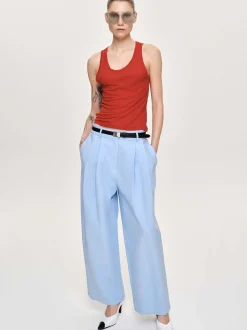 Women Source Unknown Bottoms-Wide-Leg Pintuck Trousers, Ice Blue