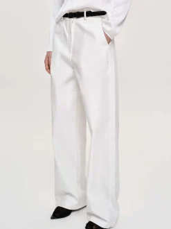 Women Source Unknown Bottoms-Wide-Leg Poplin Pants, White