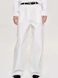 Women Source Unknown Bottoms-Wide-Leg Poplin Pants, White