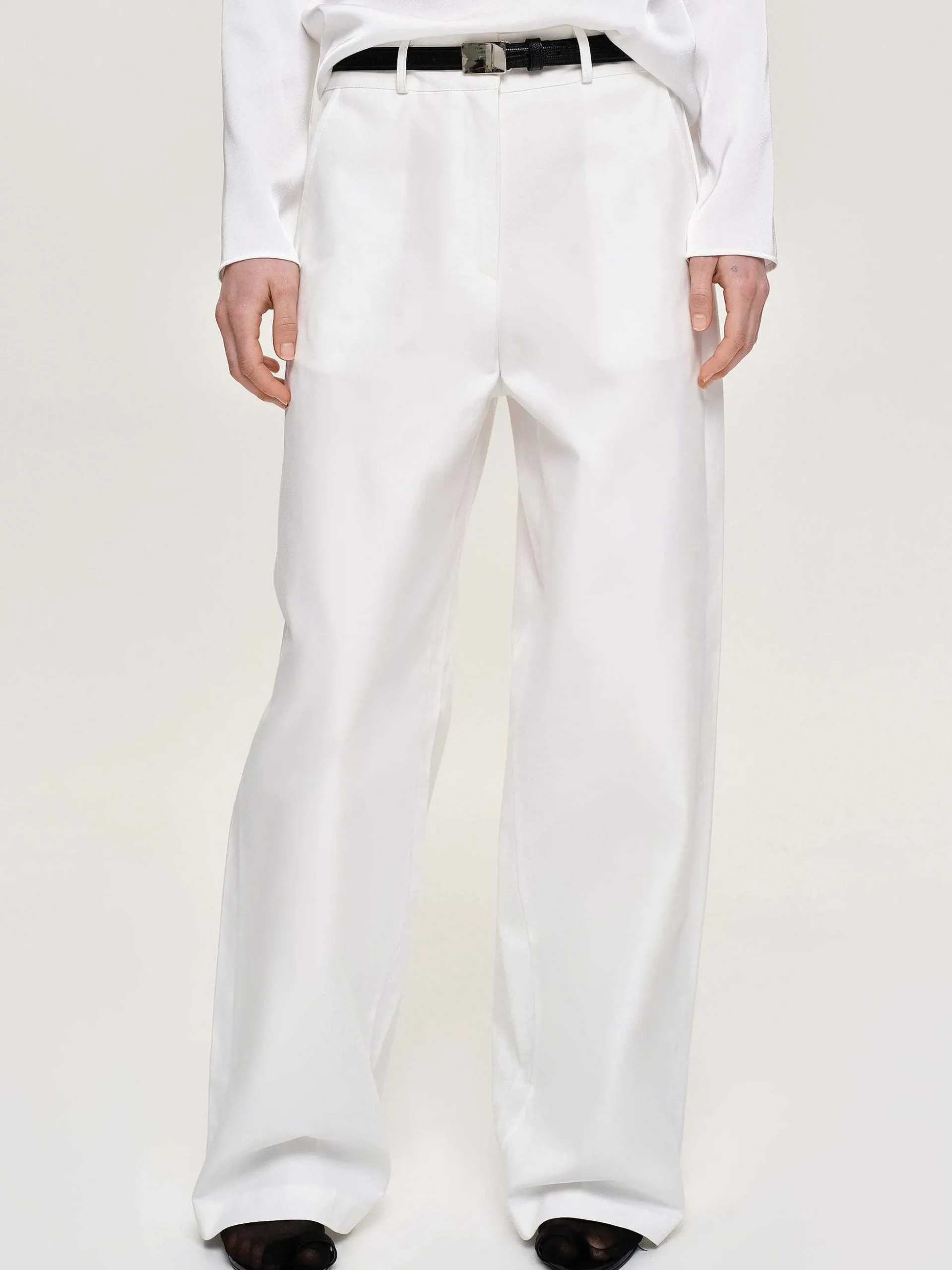 Women Source Unknown Bottoms-Wide-Leg Poplin Pants, White