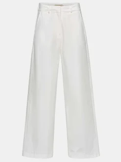Women Source Unknown Clothing-Wide-Leg Poplin Pants, White