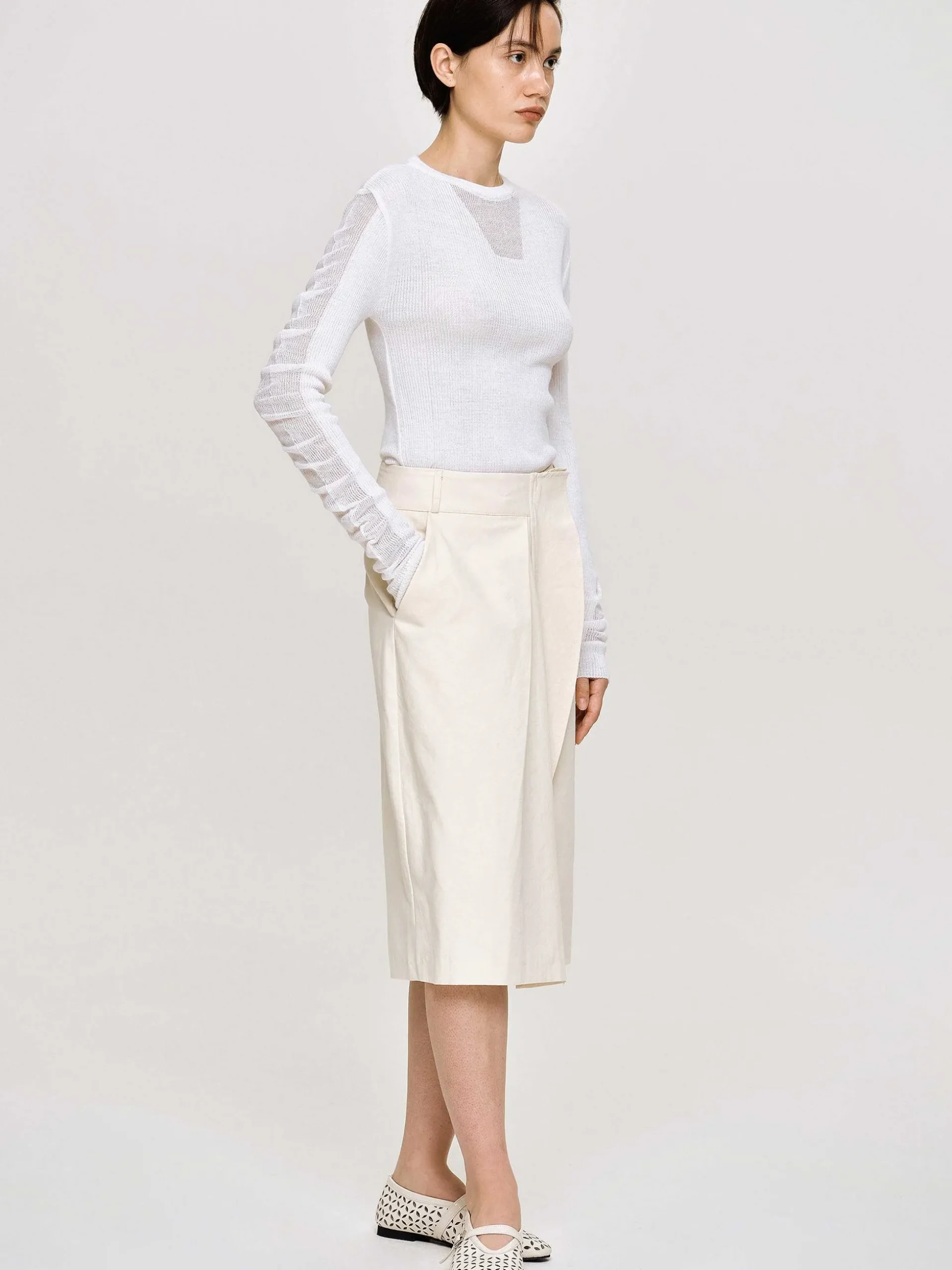 Women Source Unknown Bottoms-Wrapped Cotton Shorts, Almond