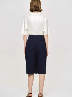 Women Source Unknown Clothing-Wrapped Cotton Shorts, Navy