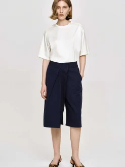 Women Source Unknown Bottoms-Wrapped Cotton Shorts, Navy